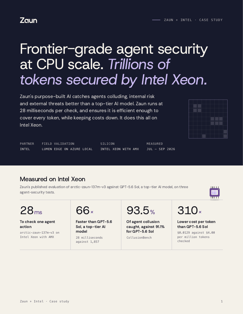 Cover of the Zaun and Intel agent security case study